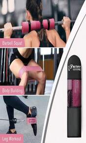 RitFit 7 Pcs Barbell Squat Pad Set, With Resistance Band, 2 Safety Straps, 2 Gym Ankle Straps &Amp; Carry Bag, Upgraded Neck &Amp; Shoulder Protective Pad Support For Squats, Lunges &Amp; Hip Thrust (Pink_Black)