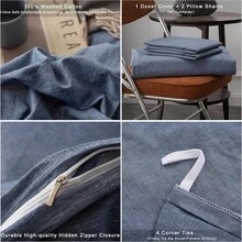 Ultra Soft 100% Cotton Solid Color Dusty Pink Queen Duvet Cover Set With Zipper Closure - 3 Pieces,  In 2025 - 藏蓝色 - 查看 6