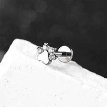 1pc 925 Sterling Silver Elegant Zirconia Inlaid Heart & Olive Leaf Stud Earrings For Women, Suitable For Daily Wear And Gift For Holidays, Birthdays