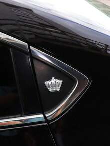 1Pc Metal Crown Style Emblem Sticker - Shiny Decoration For Car Interior & Exterior, Unisex Automotive Accessories, High-Adhesion Waterproof Design, Easy Install Upgrade Parts