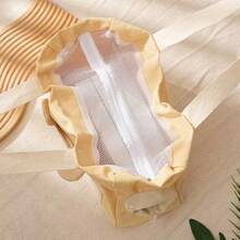 1个便携式宠物手提包，帆布手提袋，带熊帽，宠物猫狗旅行必备，大容量手提包，可调节肩带，舒适透气 - 米色 - 查看 6