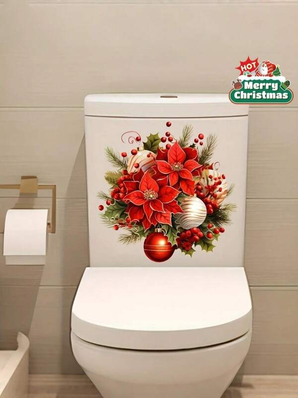 1-2 peças de sinos de Natal e flores para assento de vaso sanitário, adesivos de decoração de Natal, adesivos decalques à prova d'água, adesivos de PVC, fáceis de colar e remover, para decoração de casa, decoração de banheiro, itens de quarto, decoração de sala de estar, decoração de parede de garagem, atmosfera festiva e outras áreas de decoração, decoração de Natal, decoração de Natal, decoração de árvore de Natal, decoração de presente, decoração de Ação de Graças, casamento, decoração de casa, decoração de outono, decoração de outono, decorações de aniversário para presentes, suprimentos para festas, decoração de festival de feriado interno, decoração de Halloween, decoração de parede, enfeites de Halloween