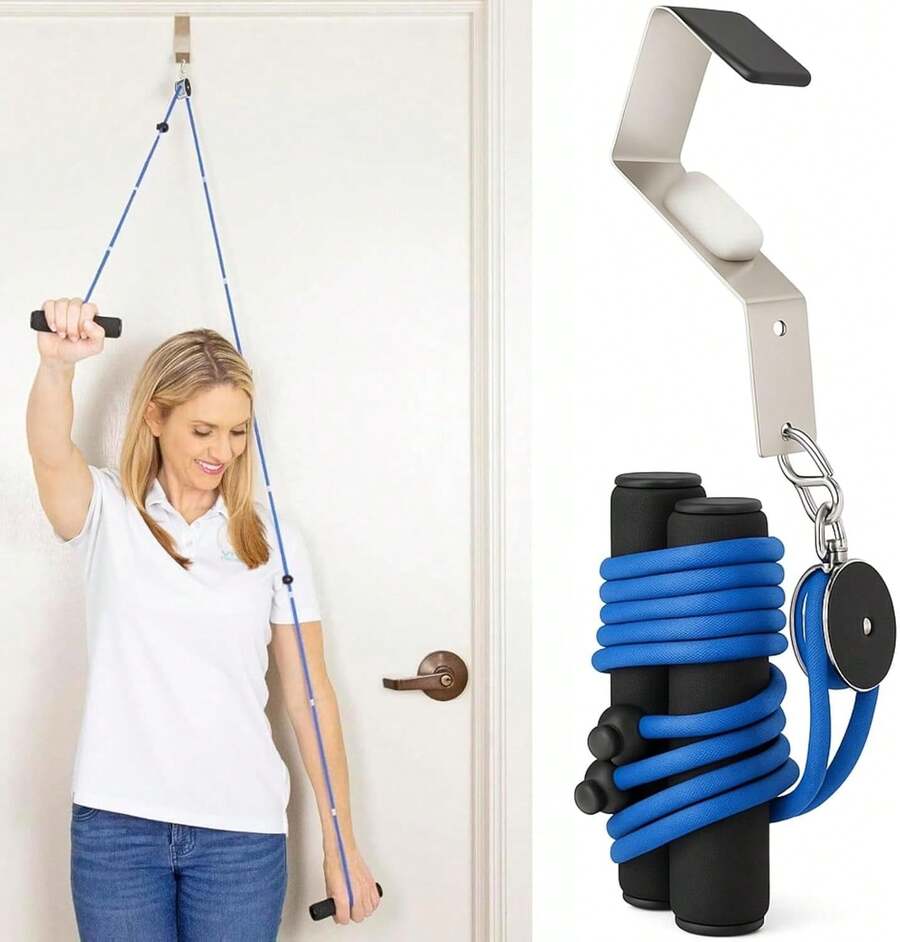 Vive Shoulder Pulley Physical Therapy - Rotator Cuff Pain Pulley System - Over Door Rehab Exerciser - With Durable Metal Pulley & Comfortable Padded Handles - 1 - View 1