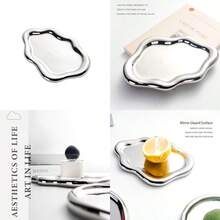Small Silver Tray Ceramic  Jewelrys Dish Jewelry Ring Chrome Tray Jewelry Necklace Organizer Silver