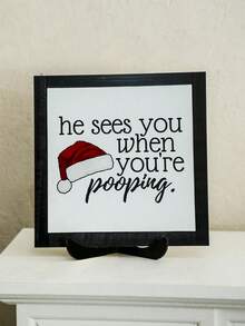 1 pieza Letrero divertido de Navidad para el baño, adorno de sombrero navideño para el tocador, decoraciones de escritorio festivas, decoraciones navideñas de estilo granja rústica, decoraciones navideñas para el hogar de invierno, decoraciones para fiestas navideñas, adecuado para sala de estar, dormitorio, baño