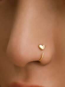 1pc S925 Sterling Silver C-Shaped Heart Nose Hook/Ear Hook - 14K Gold Plated Hypoallergenic - Sterling Silver Jewelry - Mini Exquisite Piercing Jewelry - Women's Nose Jewelry/Ear Jewelry - Suitable For Daily Wear(Comes With Jewelry Box)