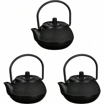3pcs Cast Iron Teapot Tea Set Coffee Pot Black Small Tetsubin Small Chinese Teapot Tea Pots Teapot With Infuser Tea Maker Pot Miniature Teapot Boxes Water Kettle Tea Kettle