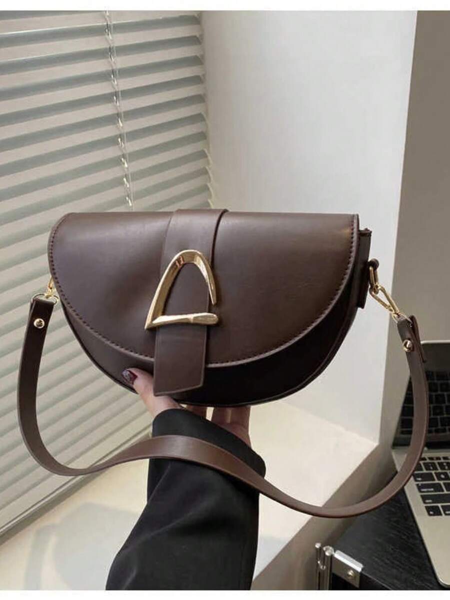 Women's Small Baguette Shoulder Bag With Removable Crossbody Strap, Immediate Shipping, Launch - 咖啡 - 查看 1