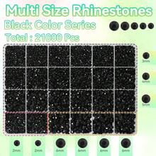 21000Pcs Black Rhinestones For Bedazzling Kit, Mix Sizes Jelly Bedazzling Resin Gems, Black Gems Bedazzling For Crafting, Flatback Resin Rhinestones For Craft DIY Face Makeup{"Color_name":"S26"} - S26 - 查看 3
