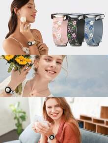 2 Confezioni da 20mm Cinturini Compatibili con Galaxy Watch 7/FE 6 5 4 40mm 44mm, Galaxy Active 2, Cinturino Orologio da 20mm in Morbido Silicone di Ricambio per Donna, Cinturini per Orologio Boho Carini con Fiori di Bauhinia e Redbud Compatibili con Galaxy Watch