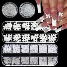 Nail Art Pearls Flatback Rhinestones Bow-Knot Nail Charms Silver Beads White Half Round Supplies Luxurious Design Jewelry DIY Crafts Accessories For Women Manicure Decorations{"Color_name":"Colorful-11"} - 彩色-11 - 查看 1