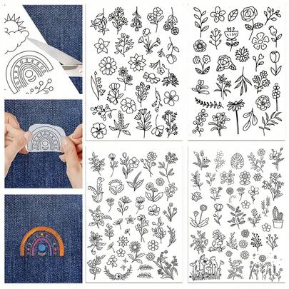 水溶性绣花稳定贴纸手工刺绣辅助纸适用于DIY创意标记修补衣服，手工缝纫爱好者的粘贴和缝合绣花纸