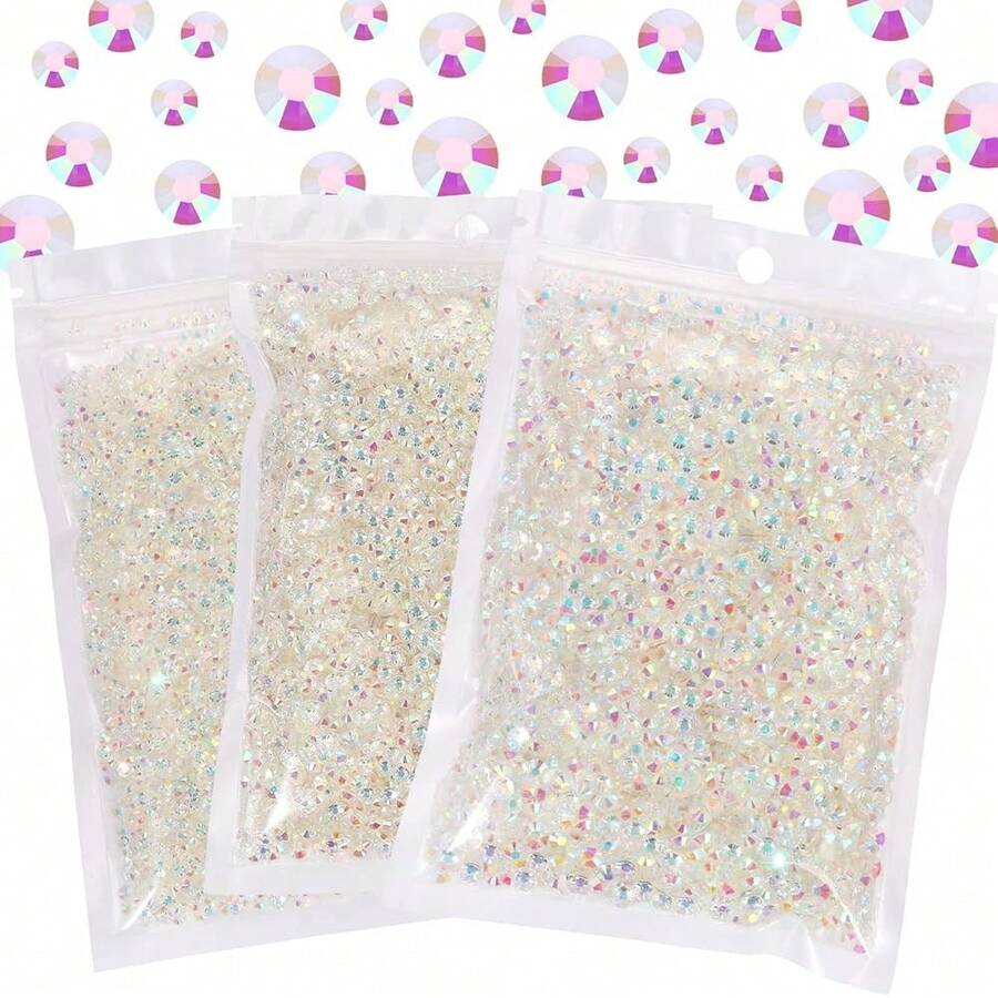 25000Pcs Transparent AB Rhinestones For Bedazzling Kit, 3-5mm Resin Flatback Rhinestones Bulk Bedazzle Gems Diamonds For Crafts DIY Shoes, Clothing{"Color_name":"TransparentAB"} - 透明AB - 查看 1