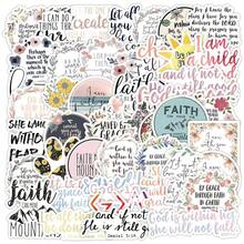50pcs Inspirational Bible Verse Stickers, Jesus & Faith Themed Decals, Matte Finish, Single Use, Irregular Shape, English Text, For Notebooks, Water Bottles, Luggage - Religious Paper Stickers Pack