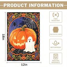 Halloween Pumpkin Garden Flag 12x18 Inch Ghost Spider Web Scary Halloween Yard Flags For Outside Holiday Theme Decor Seasonal Outdoor Farmhouse Porch Decoration# DOUYYY