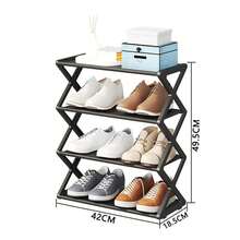 Organizador de zapatos de 4 niveles, estantería plegable para ahorrar espacio, organizador de almacenamiento de zapatos de pie para armario, pasillo, entrada, dormitorio (Negro)