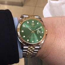 PROKING 1 pieza Reloj de hombre de 40mm, reloj de cuarzo de lujo y negocios con caja y correa de acero inoxidable resistente al agua, manecillas luminosas, esfera negra con diamantes, adecuado para uso diario, regalo de cumpleaños