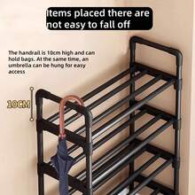 3-8 Tier Reinforced Simple Shoe Rack, 45/58cm Length, Multi-Layer Shoe Storage Organizer, Dust-Proof, For Home, Dorm, Rental, Entryway, Black