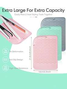 1pc Heat Styling Tool Mat, Universal Size For Straightener And Curler, Heat Resistant Pad For Storage And Travel, Heat Styling Tool Mat, Heat Resistant Silicone Styling Pad Storage Insulation Mat For Hair Styling Tools - Curler And Straightener Brush Pad, Use This Commercial Silicone Heat Resistant Mat To Protect Your Hair Styling Tools - Multicolor - View 4