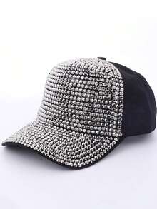 Nueva llegada Gorra de béisbol de red con rhinestones estilo coreano, visera, sombrero para exteriores, gorra de béisbol brillante para mujer