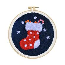 [Christmas Limited Edition] Punch Embroidery DIY Kit - Santa Claus + Embroidery Hoop + Punch Pen Full Set, Includes Colorful Threads & Punch Needle, Christmas Blessing Gift, Holiday Decoration Handmade Gift