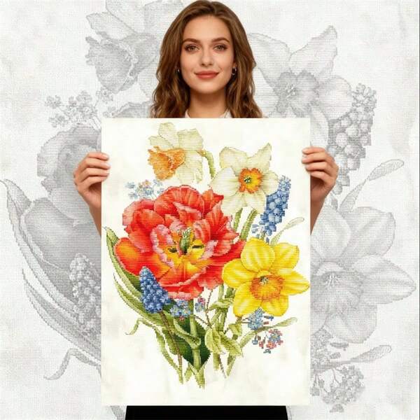 SNA Nuevo estilo 2025 Juego de bordado de flores de punto de cruz DIY Artesanía de costura Manualidades Juego de bordado estampado Decoración del hogar Juego de manualidades DIY Juego de bordado Juego de punto de cruz Juego de ganchillo Juego de aguja de perforación Accesorios de costura Juego de costura Hilo de bordado Juego de manualidades Materiales de costura Patrones de costura Suministros de artesanía de ganchillo Juego de bordado para principiantes