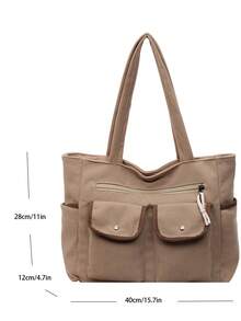 1pc Multi-Pocket Large Capacity Shoulder Tote Bag, Suitable For Traveling, Shopping, Vacation
