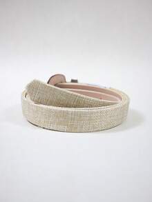 Women's Belt Straw Color Fabric Colorful Design Simple Covered Buckle For Everyday Wear - Coffee - View 6