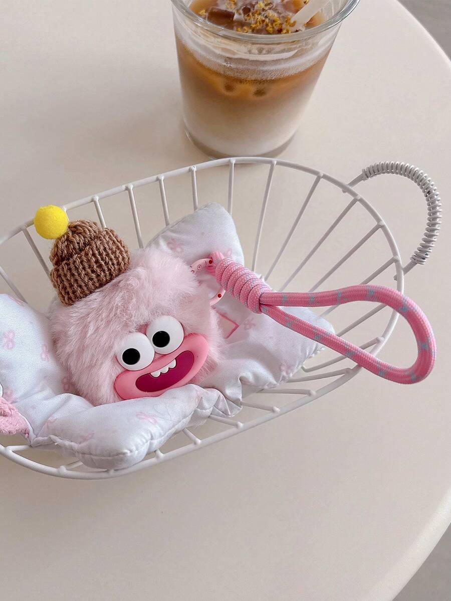 毛茸茸可爱卡通表情耳罩式保护壳适用于 Apple Pro 1/2，毛茸茸的保护套 - 粉色 - 查看 1