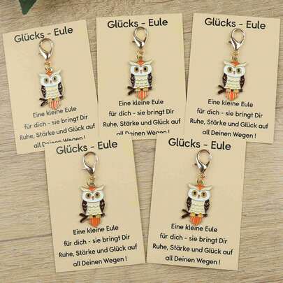1 Stück/3 Stück/5 Stück Glücksbringer Schlüsselanhänger mit Eule, exquisites Eulendesign. Kartentext: "Eine kleine Eule für dich - sie bringt dir Frieden, Stärke und Glück auf all deinen Wegen!" Vermittelt gute Wünsche, geeignet als Segen für andere zu verschenken. Weihnachtsgeschenktüten, Charms, Auto, Lehrer, Freundin, Schwester Geschenkideen