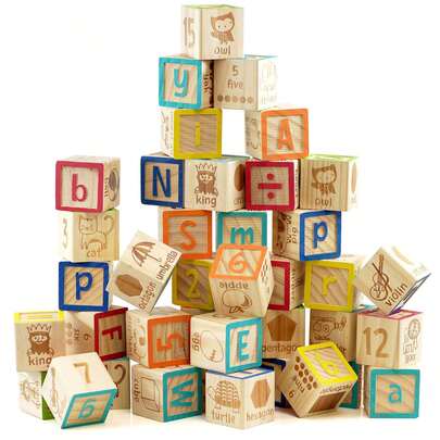 The Magic Toy Shop Wooden ABC 123 Block Set 40 Pcs Alphabet Number Block Set Kids Educational Toys