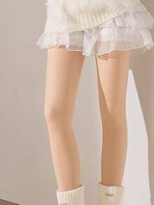 1pc Women's 200g Autumn/Winter Thermal Lined Warm Tights, Casual Daily Wear, Cozy - Apricot - View 3