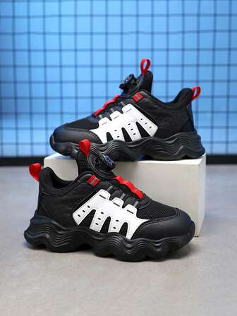 New Kids' Lightweight Breathable Simple Design Soft Bottom Rotary Buckle Casual Sports Shoes