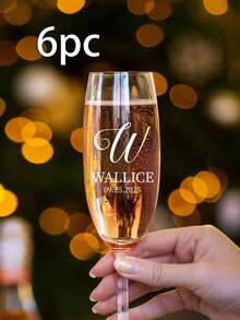 1/6/12张定制婚礼水晶标签贴纸 - 10种款式，可个性化定制文字，婚礼派对香槟杯水晶标签贴纸，送给新郎新娘的结婚礼物，伴娘纪念品 - 彩色 - 查看 16