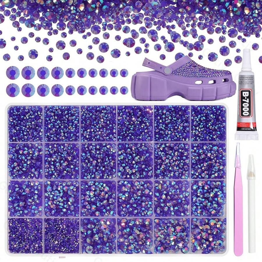 21000Pcs Purple AB Rhinestones For Bedazzling Kit, Mix Sizes Jelly Bedazzling Resin Gems, Gems Bedazzling For Crafting, Flatback Resin Rhinestones For Craft DIY Face Makeup{"Color_name":"S24"} - S24 - 查看 1