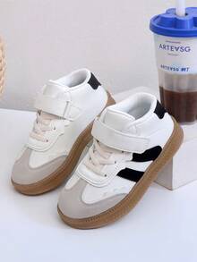 儿童运动鞋新款时尚民族滑板鞋男童鞋小学生训练鞋春秋 - 米色 - 查看 7