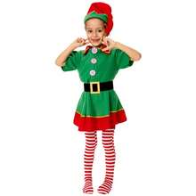 新款绿色圣诞老人服装，儿童节日盛装/家庭嘉年华和新年派对服装 - Girl - 查看 4