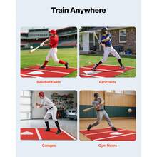Baseball Hitting Mat, 12x6 Ft Batting Cage Mat, Batters Box Turf Mats, Softball Batting Practice Equipment With Home Plate And Anti Fade Turf, Portable Training Aid For Indoor Outdoor, Red - Baseball 12x6ft Red - View 6