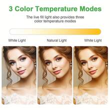 6 Inch Selfie Light With Tripod Stand LED Light With Flexible Tripod Stand & Phone Holder, Compatible With IPhone Android Phone Mobile Phone For Photo Selfie Video Recording Zoom Meeting,Interviews, Live Streaming,Vlog,Family Gatherings, Christmas Party Shooting,For Handheld Selfie, Outdoor Activities Suitable For Photography, Video Recording, Live Streaming, Zoom Meeting, With Stand - Black - View 5