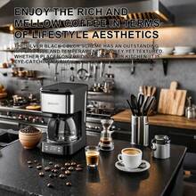 SOKANY 04044 Fully Automatic American Coffee Maker. Dual-Use For Tea And Coffee. Comes With Coffee Spoon, Coffee Pot And Filter. 650W High Power, 750ml Large Capacity, LED Display. One-Touch Operation. Metal Body. Suitable For Making Coffee, Tea And Other Beverages. Ideal For Home And Office Use, Must-Have For Coffee Lovers. - EU E Type Plug(220-240V) - View 5