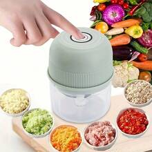 [Rechargeable Garlic Chopper] USB Rechargeable 250ml Electric Mini Garlic Chopper - Stainless Steel Blade, Round Cup, Safety Switch, 3600 RPM - For Ginger, Vegetables, And Meat Grinding