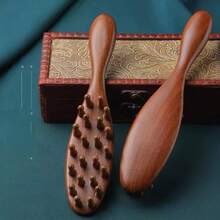 1 pieza de sándalo natural, peine de 22 dientes, mango con diseño de dientes entrelazados, adecuado para masajear el cuero cabelludo, el cabello, la cara, los ojos, los brazos y el cuello; una herramienta doméstica para el masaje de acupresión de todo el Body y el cuero cabelludo, antiestático, peine con espaciado amplio entre los dientes