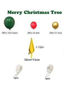 Christmas Balloon Garland Arch Kit Green Red Golden Latex Balloons Xmas Tree Balloons With Golden Starburst Balloons For Christmas Party Decorations