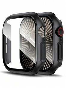 3 IN 1 Tempered Glass Film Hard PC Bumper Case Compatible With Apple Watch Series 11 10 9 8 7 6 5 4, 40mm/41mm/42mm/44mm/45mm/46mm/49mm Compatible With IWatch Ultra-Thin Hard PC Full Protective Face Cover Screen Protector Protector Case Face Cover, For Women Men, Ultra-Thin Guard,Clear/Black/Rose Gold