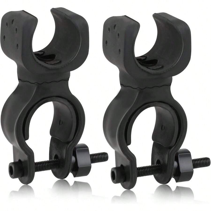 2 Pcs Cane Holder Walker, Universal Cane Holder Rollator Accessories Strong Crutches Stick Bracket Walking Stick Holder Accessories Wheelchair Mobility Scooter Walker Accessories - Black - View 1