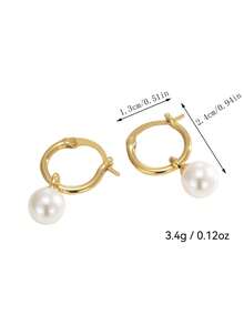 Charm-In 1對仿珍珠掛墜耳環,銅質飾品