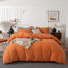 Ultra Soft 100% Cotton Solid Color Dusty Pink Queen Duvet Cover Set With Zipper Closure - 3 Pieces,  In 2025 - 橘色 - 查看 7