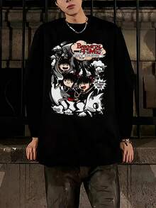 Men's Unisex Long Sleeve T-Shirt, Comfortable And Relaxed Fit, Oversized Silhouette, Graphic Print, Fashionable Design, Can Be Worn At Home Or Outside, Suitable For All Ages.