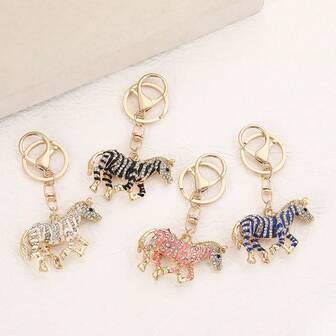 Luxury Creative Mini Horse Metal Keychain, Small Pendant Accessory With Rhinestone Zodiac Animal Horse Keyring, Cute & Elegant Zinc Alloy Jewelry, Autumn Bag Charms Car Accessories Teacher Friend Sister Gift Ideas