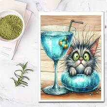 1 peça boia de natação para gato fofo, adesivo decorativo de bolha de vidro com desenho de animal e pintura diamante, artesanato faça você mesmo para decoração de Natal e Halloween